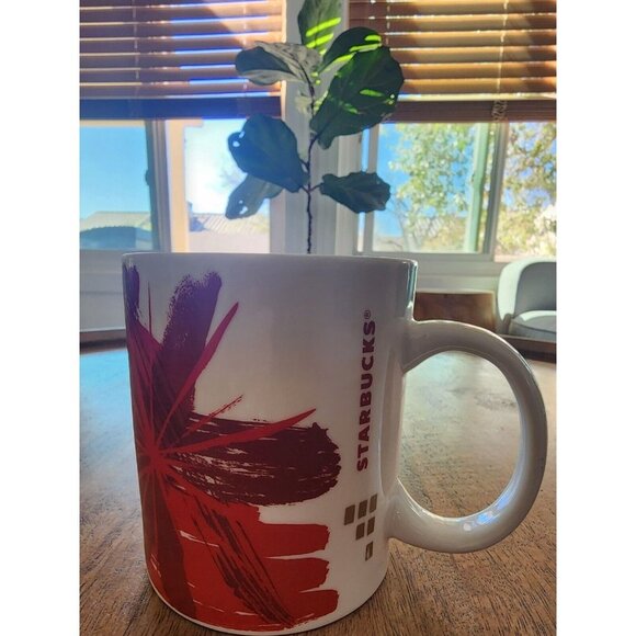 2014 Starbucks Christmas Red Gold Holiday StarBurst Coffee Cup Tea Mug - Picture 1 of 5